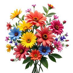 Canvas Print - Colorful bouquet of flowers with long stems