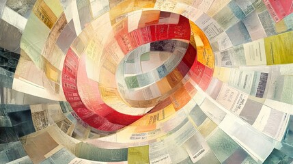Aufkleber - Creative swirl of colorful paper sheets in a vibrant abstract arrangement showcasing texture and design. Generative AI