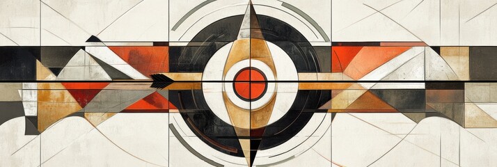 Aufkleber - Modern abstract art featuring geometric shapes and a central target design in vibrant colors. Generative AI