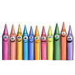© AMA STUDIO - Funny crayons smiling on transparent background