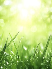 Poster - Close-up of rain droplets on grass blades