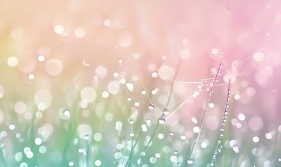 Aufkleber - Morning dew on spiderweb glistening