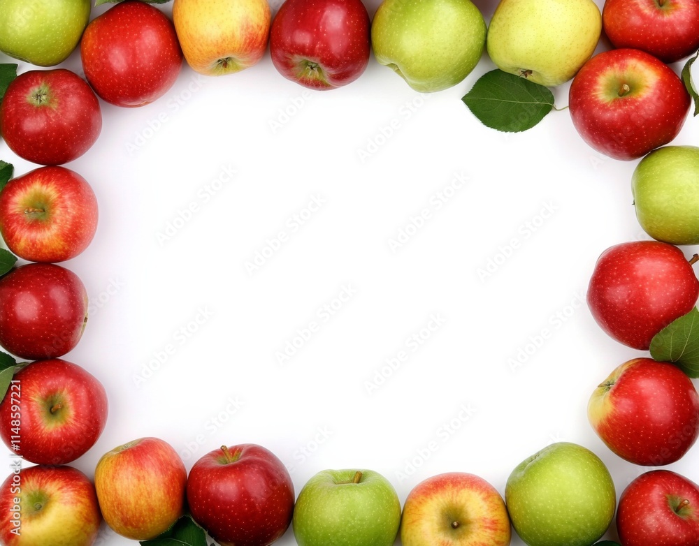Cartoon-style apple border frame with vibrant apples, set against a ...