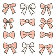 © AnamulHaqueAnik - Cute Peach White Hand Drawn Bow Clipart Set Gift Party Design Elements