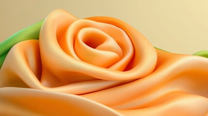 Wall Mural - Peach Silk Draped Rose - Luxurious Fabric Texture