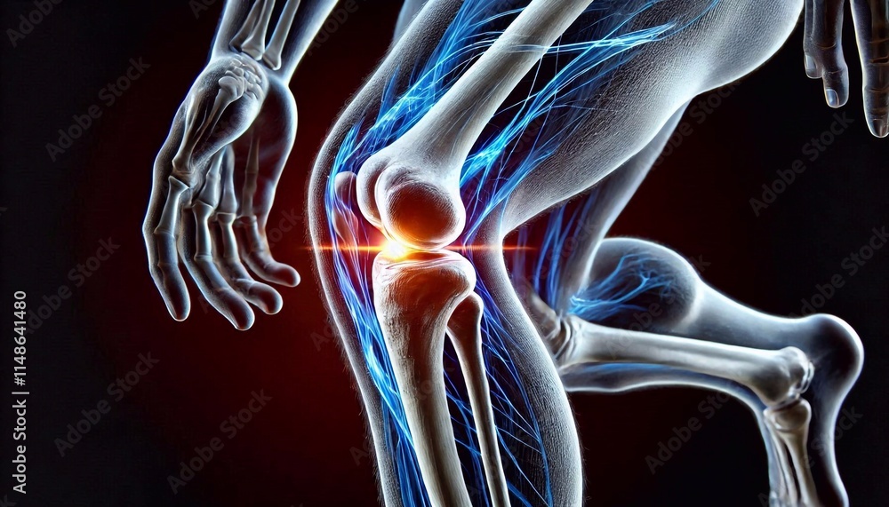 Knee joint scan with 3d rendering of tibia and fibula fracture Stock ...