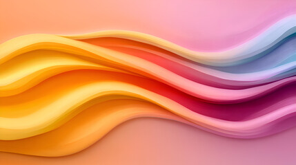 Wall Mural - an abstract gradient wave design featuring smooth transitions of orange, pink, and purple hues.