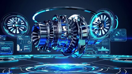 Fototapete - Exploring advanced turbine design concepts in digital engineering environments with cutting-edge technology
