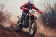 © Sam-th - Dynamic Off-Road Motorcycle Rider in Action, Navigating Muddy Terrain with Skill and Precision, Capturing the Thrill of Adventure and Speed in Extreme Conditions