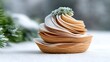 © AIArtistry - Delicate Layered Dessert with Winter Frosting and Evergreen Sprig