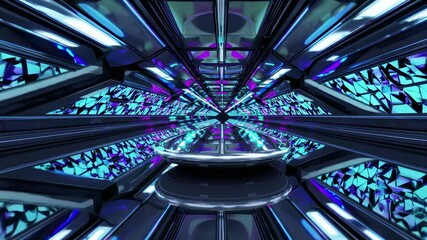 Leinwandbilder - Illuminated tunnel with vibrant colors and sleek design in futuristic environment