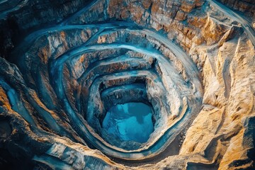 aerial perspective of limestone quarry for construction
