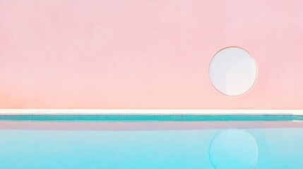 Aufkleber - Minimalist Pastel Cityscape with Water Reflection and Abstract Architecture