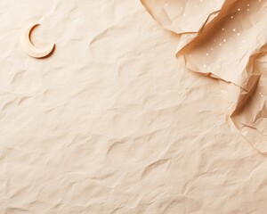 Wall Mural - textured pastel background with wooden moon and starry elements reflecting calm and timeless spiritu