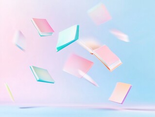 Aufkleber - Floating Abstract Pastel Books in Surreal Soft Light - A Captivating Visual Interpretation of Language and Culture