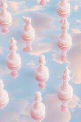 Aufkleber - Surreal Pastel Chess Reflections in a Dreamscape Sky