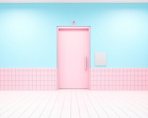 Aufkleber - Minimalistic Surreal Metro Entrance with Pastel Gradients and Urban Safety Concept