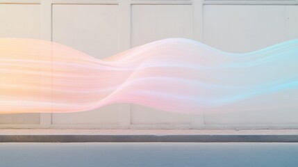 Poster - Abstract Pastel Waves Flowing Along Urban Street Wall in Contemporary Digital Art