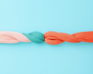 Fototapete - Vibrant Minimalist Intertwined Ribbons on Soft Blue Background