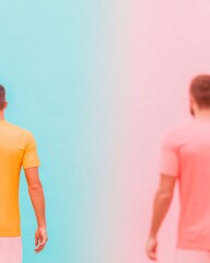 Leinwandbilder - Pastel Silhouettes in Motion Abstract Football Artistry