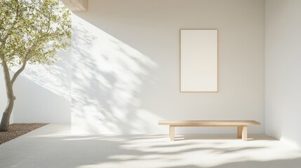 Aufkleber - Minimalist Community Space Modern Simplicity and Natural Elements in Sunlit Interior