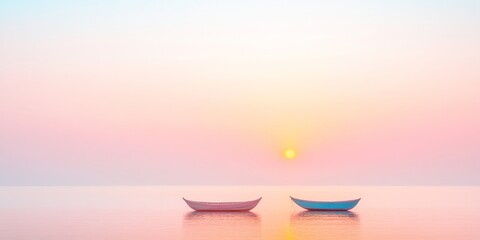 Wall Mural - Serene Indian Coastal Sunrise with Vibrant Boats at Dawn