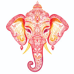 Intricate Mehndi-Style Elephant Head Illustration