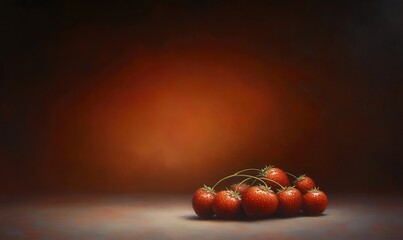 Canvas Print - A cluster of fresh strawberries against a warm, gradient background.