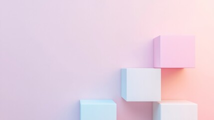 Leinwandbilder - Abstract Pastel Gradient with Stacked Cubes - Modern Futuristic Design