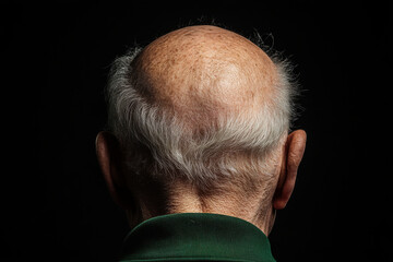 Wall Mural - Close up of senior man showing bald head and gray hair