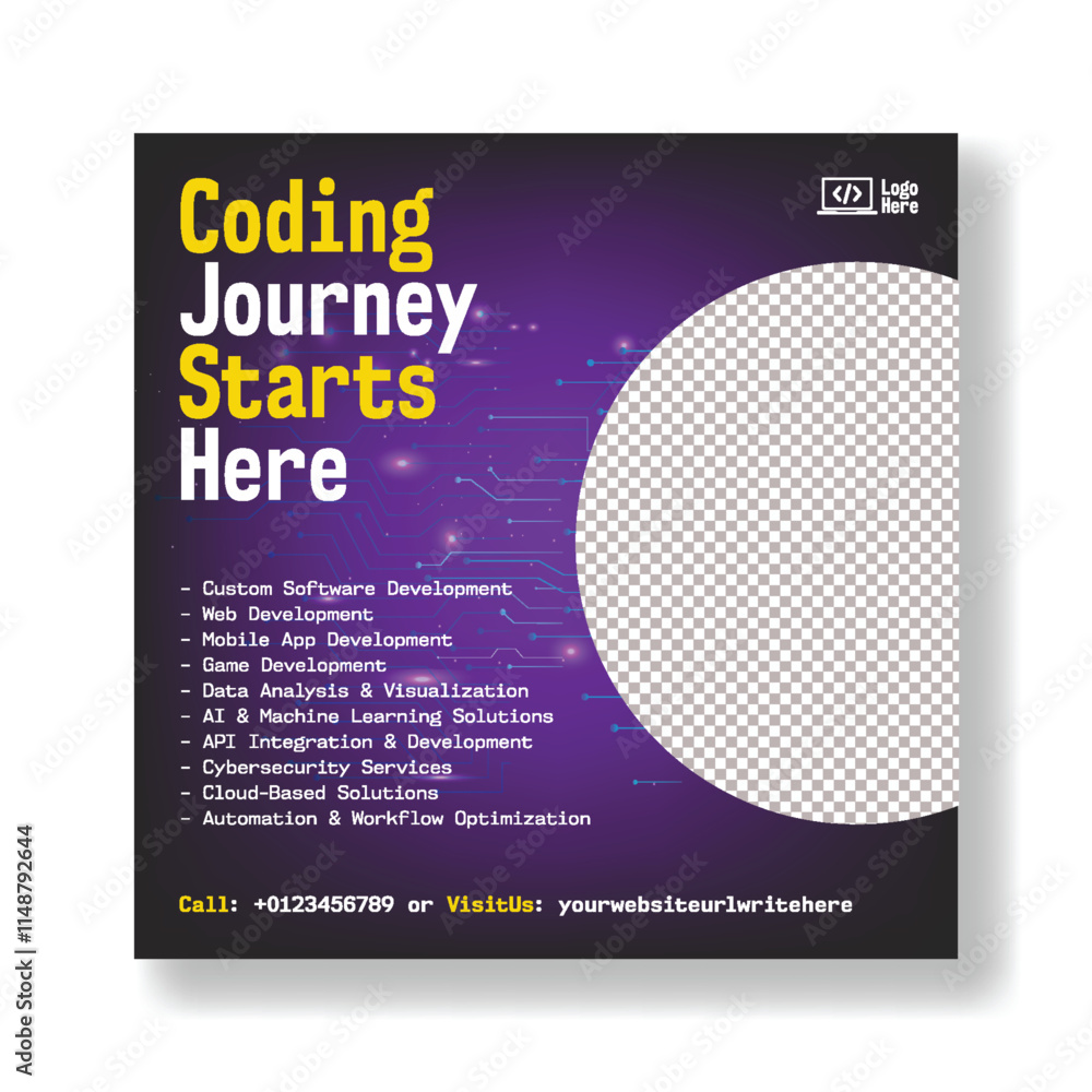 Kids Education Learn Coding & Robotic editable social media post ...