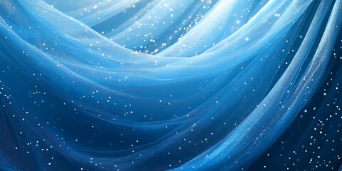 Blue Glitter Tulle Fabric Draped Beautifully