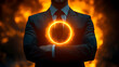 © Nuttamon - Power Symbols Concept: Confident Business Leaders Exuding Authority Against Energetic Background