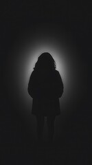 Poster - A silhouette of a person against a softly illuminated background.