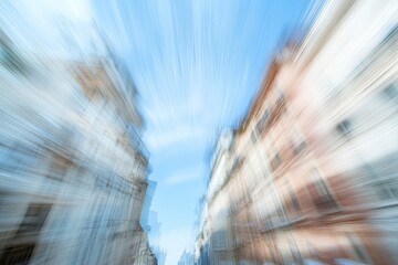 Wall Mural - Blured photo of a city building or multi-storey apartment with a blue sky 