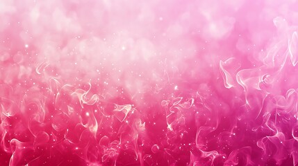 Canvas Print - Abstract pink and white background with glowing particles and swirling smoke.