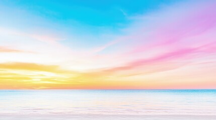 Wall Mural - Pastel sunset over calm ocean.