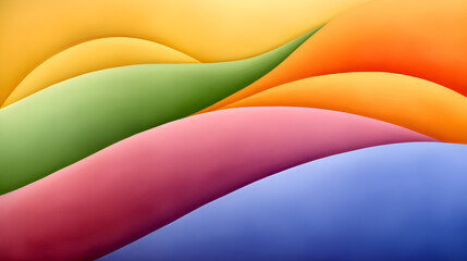 Wall Mural - a vibrant abstract wave pattern featuring flowing curves in a spectrum of colors including yellow, g