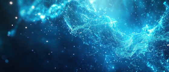 abstract blue nebula: digital art of celestial network