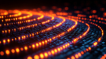 3D rendering of a vibrant digital binary code matrix, symbolizing the connectivity, complexity, and data flood of the modern digital era. The blurred colorful design evokes digital chaos and innovatio