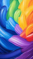 Wall Mural - Vibrant rainbow paint swirls, abstract art, studio background, graphic design element. Generative AI