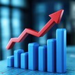 © Espresso - An upward trending graph with blue bars and a red arrow, symbolizing growth and financial success.
