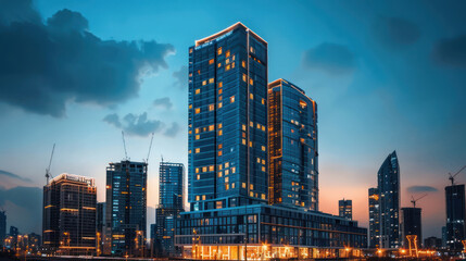 Wall Mural - smart buildings adjusting their energy use with ai-integrated technology