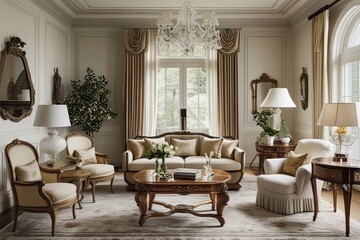 Elegant Living Room Design with Timeless Classic Table and Chair Furniture Decor