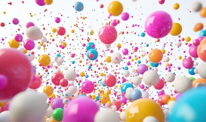 Colorful abstract art with swirling shapes and vibrant spheres. AI.