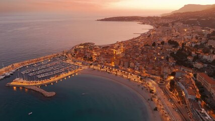 Wall Mural - Aerial view of Menton on the French Riviera, France