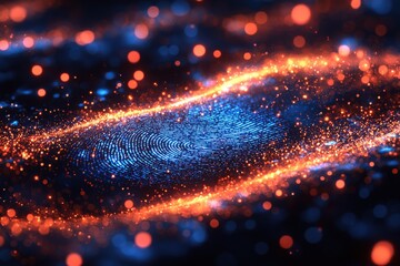 Wall Mural - digital representation of a futuristic fingerprint biometric identification system