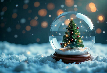 Wall Mural - a snow globe with a christmas tree inside of it