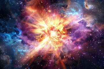 Aufkleber - Stunning cosmic explosion in colorful nebula revealing the beauty and chaos of the universe