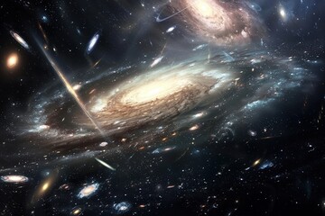 Aufkleber - Vast expanse of the universe showcases swirling galaxies, stars, and celestial bodies in vibrant colors and intricate details during a cosmic exploration